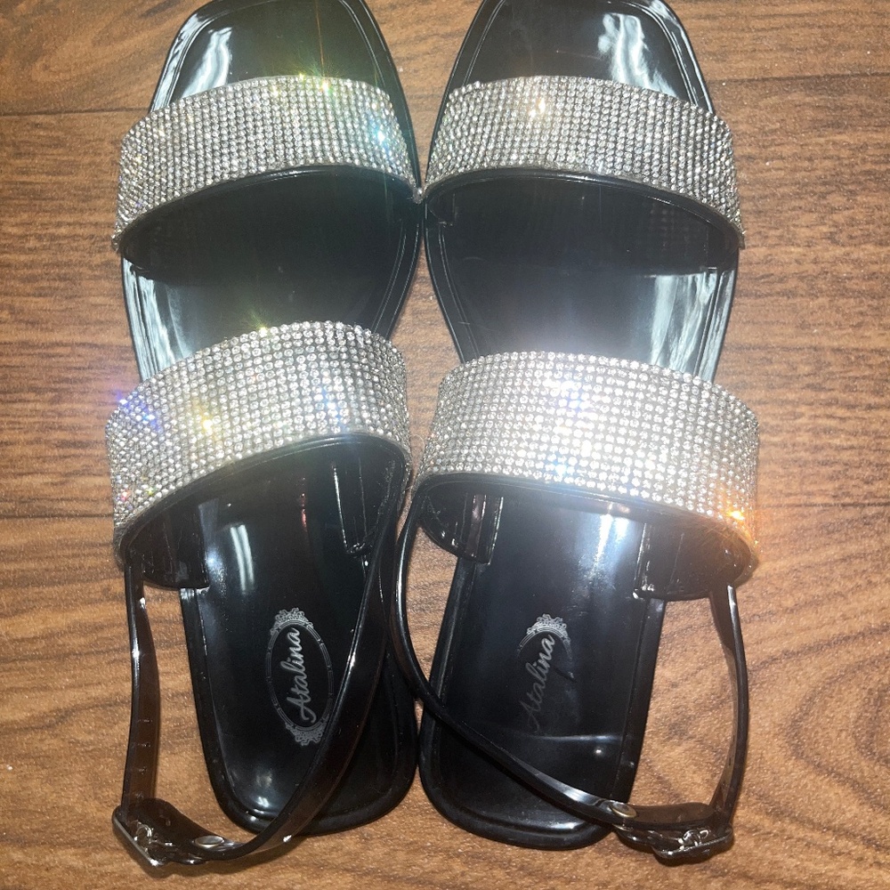 Black Sparkling Sandals